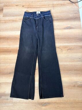 BDG Black Wide-Leg Jeans with Contrast Waistband